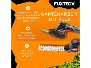 Accu heggenschaar electrisch FX-E1HS20 - 20V 52cm blad - Set 2Ah accu en 1A lader van FUXTEC – productafbeelding 3 van 5