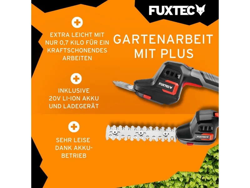 Accu heggenschaar electrisch FX-E1HS20 - 20V 52cm blad - Set 2Ah accu en 1A lader van FUXTEC – productafbeelding 3 van 5