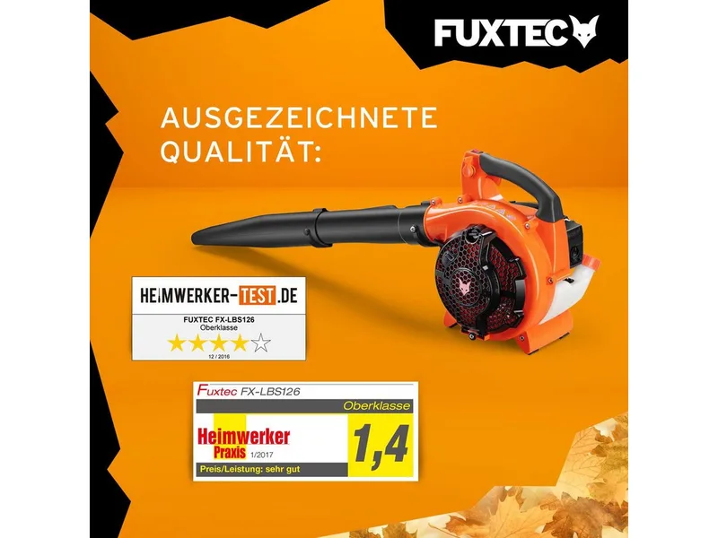 Benzine Bladblazer / Bladzuiger - 4in1 - Blaas-Zuig-Versnipper-Functie en Opvangzak, 26cc, 0,7kW, 2-takt motor, 71m/s Luchtsnelheid van FUXTEC – productafbeelding 3 van 5