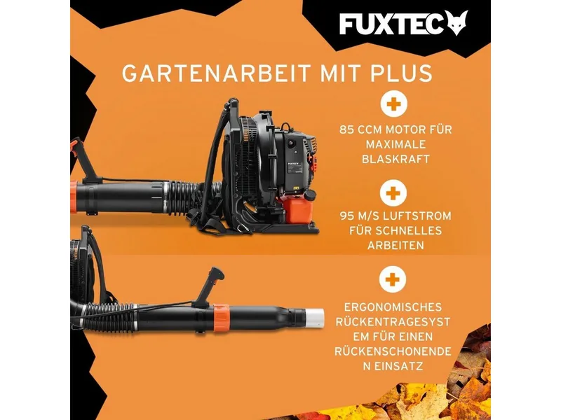 benzine bladblazer FX-LBP185TPRO | rugzak bladblazer | 85 cm³ motor | 4,0 kW vermogen | 95 m/s luchtsnelheid | 4,2 L tank van FUXTEC – productafbeelding 3 van 5