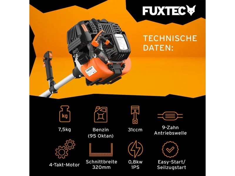 benzine bosmaaier FX-4MS131: 31cc, 2in1 multitool, 1 PK, stille 4-takt motor, professionele draagriem, Easy Starter by FUXTEC – product image 2 of 5