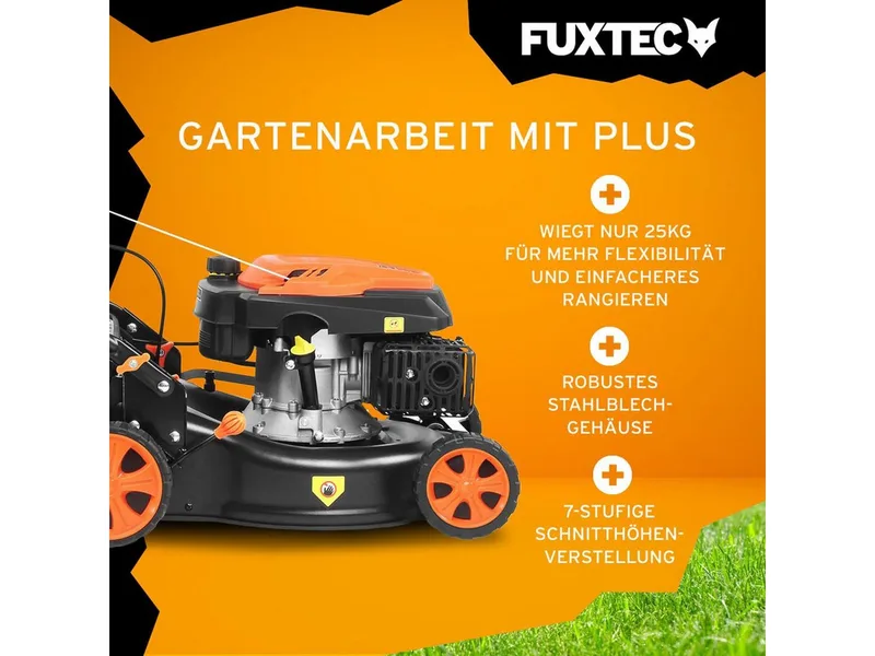 Benzine Grasmaaier FX-RM4346ECO 2in1 - 3,5pk / 2,6kW - 42cm Maaibreedte - 5-traps Maaihoogteverstelling - 146ccm 4-Takt - Incl. 40L Grasvanger & Reinigingsaansluiting van FUXTEC – productafbeelding 3 van 5