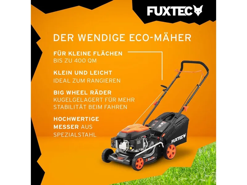 Benzine Grasmaaier FX-RM4346ECO 2in1 - 3,5pk / 2,6kW - 42cm Maaibreedte - 5-traps Maaihoogteverstelling - 146ccm 4-Takt - Incl. 40L Grasvanger & Reinigingsaansluiting van FUXTEC – productafbeelding 4 van 5