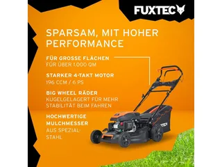 benzine grasmaaier RM5170ES met elektrische start – 51 cm maaibreedte, krachtige 4-takt OHV motor, centrale maaihoogteverstelling, opvangzak en mulchingfunctie voor middelgrote tuinen von FUXTEC – Produktbild 4 von 5