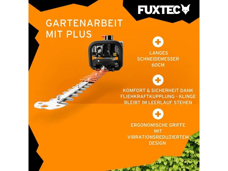 Benzine Heggenschaar FX-MH123ECO – 60 cm Meslengte – 56 cm Snijlengte – Professionele Geharde Stalen Messen – Centrifugaalkoppeling – Ergonomische 90° Handgreep de FUXTEC – image du produit 3 sur 5