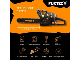 Benzine Kettingzaag FX-KS262 – 2,85 kW 61,5 cc – 20 inch (51 cm) Zaagblad – EASY-Start – Inclusief Zwaardbeschermer & Draagtas de FUXTEC – image du produit 2 sur 5