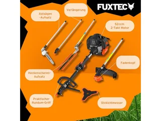 benzine multitool FX-MT252ER – 5-in-1 bosmaaier met 52cc 2-takt motor, 3 pk – incl. heggenschaar, snoeigereedschap, verlengstuk & draagriem de FUXTEC – image du produit 5 sur 5