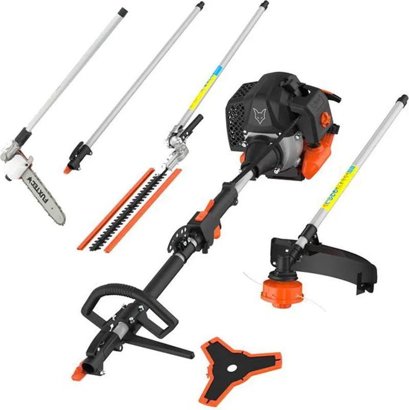 benzine multitool FX-MT252ER – 5-in-1 bosmaaier met 52cc 2-takt motor, 3 pk – incl. heggenschaar, snoeigereedschap, verlengstuk & draagriem de FUXTEC – image du produit 1 sur 5