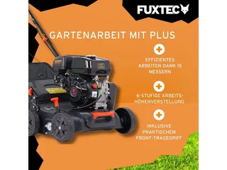 Benzine Verticuteermachine FX-BV240ECO – 4-Takt Motor 4,1 kW (212cc) – 400 mm Werkbreedte – 15 Messen – Centrale Diepte-instelling -15 tot +5 mm – 40L Opvangbak by FUXTEC – product image 3 of 5