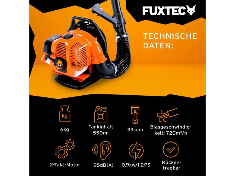 Bladblazer Benzine - Rugzak - 33cc 2-takt - meer den 300 km/h - FX-LB133T de FUXTEC – image du produit 2 sur 5