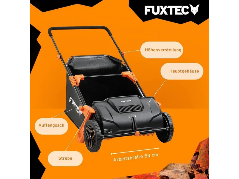 Bladzuiger FUXTEC FX-LS52 Handmatige bladzuiger, bak van 100 L, 530 mm breed, 6,5 kg, verstelbare handgrepen, 2 wielen van FUXTEC – productafbeelding 4 van 5