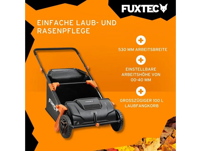 Bladzuiger FUXTEC FX-LS52 Handmatige bladzuiger, bak van 100 L, 530 mm breed, 6,5 kg, verstelbare handgrepen, 2 wielen van FUXTEC – productafbeelding 2 van 5