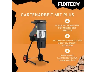 elektrische tuinhakselaar FX-EGH2800T | rolhakselaar 2800W | max. 44mm takken | 60L opvangbak | stille werking met omkeer- en overbelastingsbeveiliging by FUXTEC – product image 3 of 5