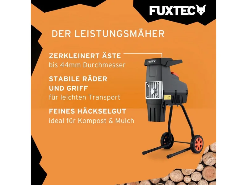 elektrische tuinhakselaar FX-EGH2800T | rolhakselaar 2800W | max. 44mm takken | 60L opvangbak | stille werking met omkeer- en overbelastingsbeveiliging by FUXTEC – product image 4 of 5
