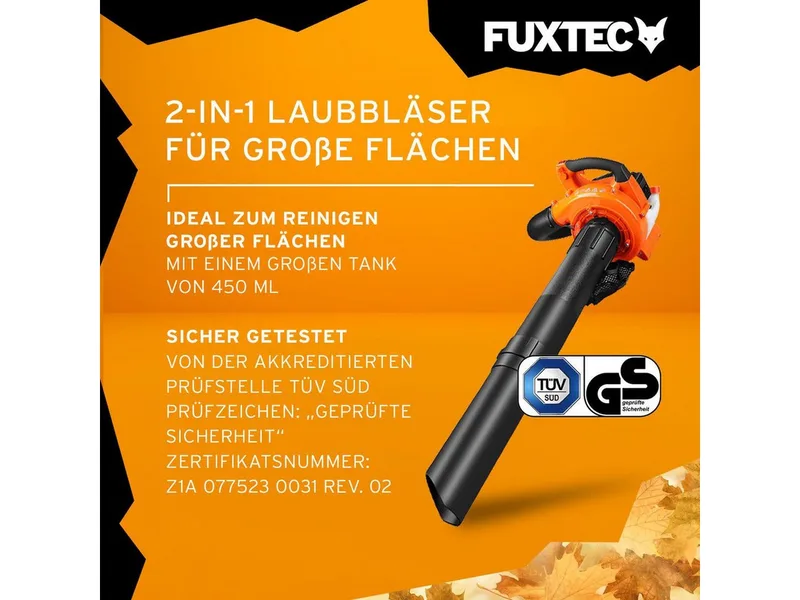 FUXTEC 2-in-1 Benzine Bladblazer FX-LB126 – 2-Takt Motor – 71 m/s Blaassnelheid – Inclusief 2 Blaaspijpen – Uitbreidbaar tot Bladzuiger de FUXTEC – image du produit 4 sur 5