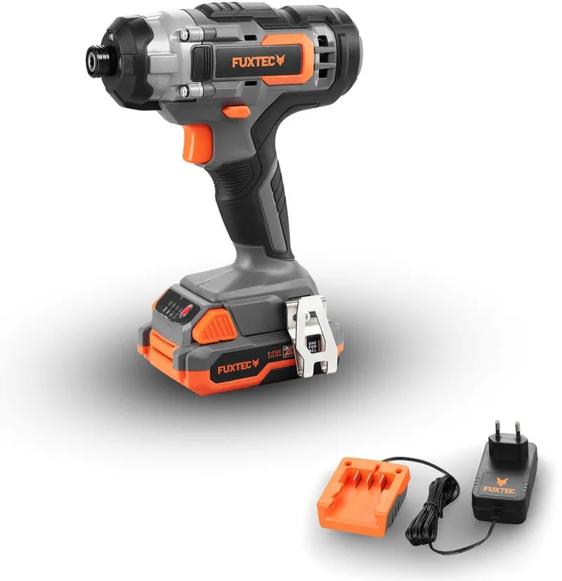 FUXTEC 20V Accu Klopboormachine FX-E1IS20 SET – Accuschroefboormachine Incl. Li-Ion Accu en Oplader – Koppel 70 Nm – Slagfrequentie 2400 bpm van FUXTEC – productafbeelding