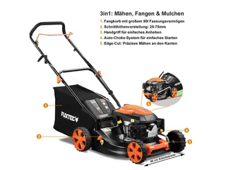FUXTEC 3in1 Benzine Grasmaaier FX-RM4646ECO - 3,5pk / 2,6kW - 46cm Maaibreedte - 7-traps Maaihoogteverstelling - 4-Takt - Incl. 50L Grasvanger - Mulchfunctie & Reinigingsaansluiting by FUXTEC – product image 5 of 5