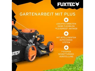 FUXTEC 4-in-1 Benzine Grasmaaier FX-RM5196PRO – 6 pk (4,4 kW) – 51 cm Maaibreedte – Flexibele Aandrijving – 4-Takt – Maaihoogte 25–75 mm – 60 L Grasopvangbak – Mulchen & Zij-uitworp von FUXTEC – Produktbild 4 von 5