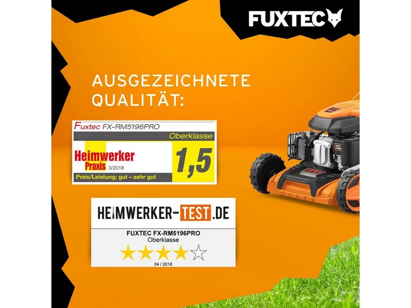 FUXTEC 4-in-1 Benzine Grasmaaier FX-RM5196PRO – 6 pk (4,4 kW) – 51 cm Maaibreedte – Flexibele Aandrijving – 4-Takt – Maaihoogte 25–75 mm – 60 L Grasopvangbak – Mulchen & Zij-uitworp von FUXTEC – Produktbild 3 von 5