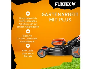 FUXTEC 40V Accu grasmaaier 51 cm FX-E2RM51 – 4-in-1 met 2x 4Ah accu, duolader, mulchfunctie en 50L opvangbak von FUXTEC – Produktbild 3 von 5