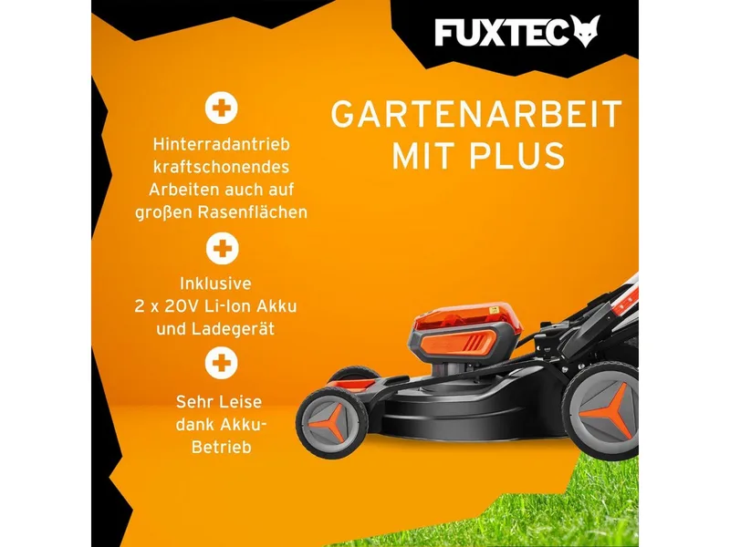 FUXTEC 40V Accu grasmaaier 51 cm FX-E2RM51 – 4-in-1 met 2x 4Ah accu, duolader, mulchfunctie en 50L opvangbak von FUXTEC – Produktbild 3 von 5