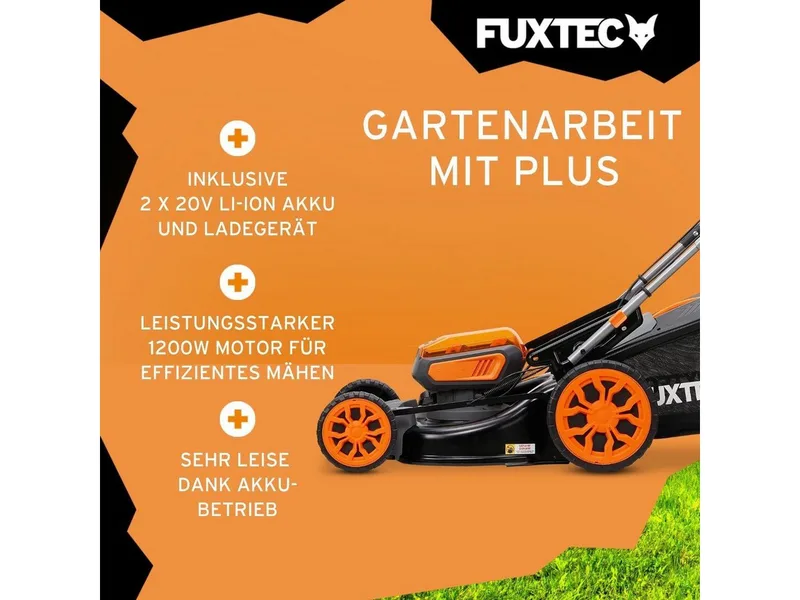 FUXTEC 40V accu grasmaaier FX-E2RM46PROSET | accu grasmaaier met aandrijving | 46 cm | 2x 5Ah accu & snellader | mulchfunctie | 50L grasopvangbak van FUXTEC – productafbeelding 3 van 5