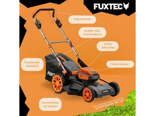 FUXTEC 40V accu grasmaaier FX-E2RM46PROSET | accu grasmaaier met aandrijving | 46 cm | 2x 5Ah accu & snellader | mulchfunctie | 50L grasopvangbak van FUXTEC – productafbeelding 2 van 5