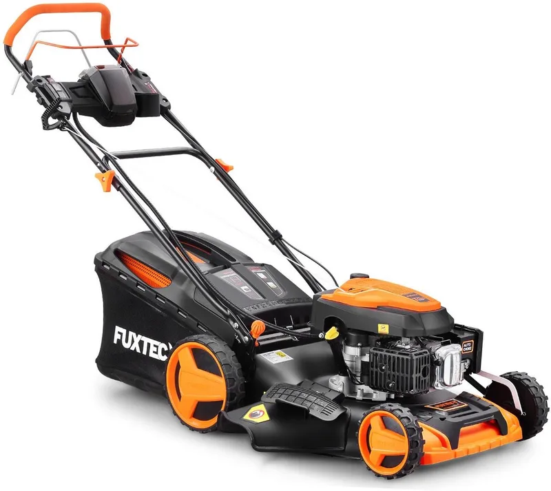 FUXTEC 4in1 Benzine Grasmaaier FX-RM5196eS - Elektrische Start - 6pk/4.4kW - 51cm Maaibreedte ,Hoogteverstelling 25mm-75mm - 4-Takt - Achterwielaandrijving, 60L Grasvanger - Mulchfunctie & Zij-uitworp de FUXTEC – image du produit 1 sur 5