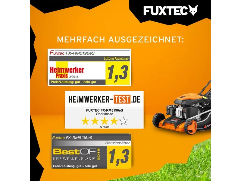 FUXTEC 4in1 Benzine Grasmaaier FX-RM5196eS - Elektrische Start - 6pk/4.4kW - 51cm Maaibreedte ,Hoogteverstelling 25mm-75mm - 4-Takt - Achterwielaandrijving, 60L Grasvanger - Mulchfunctie & Zij-uitworp de FUXTEC – image du produit 3 sur 5