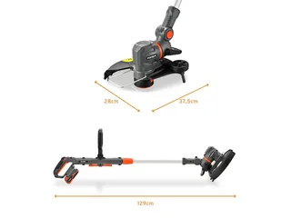 FX-E1RT20PROSET accu grastrimmer 20V met accu en oplader | Kantensnijder met draad en mes, 28 cm snijbreedte en telescoopsteel van FUXTEC – productafbeelding 5 van 5