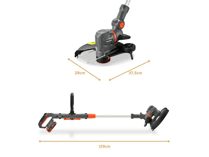 FX-E1RT20PROSET accu grastrimmer 20V met accu en oplader | Kantensnijder met draad en mes, 28 cm snijbreedte en telescoopsteel van FUXTEC – productafbeelding 5 van 5
