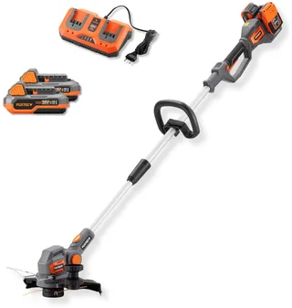 FX-E2RTSET accu bosmaaier 40V met 2 accu’s en 30 cm snijbreedte set | Grastrimmer en kantensnijder met telescoopsteel en plantenbeugel van FUXTEC – productafbeelding 1 van 5