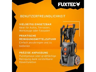 FX-HDRP2500 Hogedrukreiniger 2500W, 195 bar, 7,8 L/min, 468 l/u, slanghaspel, reinigingstank de FUXTEC – image du produit 3 sur 5