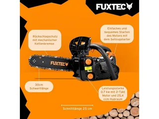 FX-KS226 Benzine Kettingzaag – 25,4cc 2-takt – 30 cm Zaagblad – Top Handle 1-handszaag – Licht & Compact – Black Edition de FUXTEC – image du produit 5 sur 5