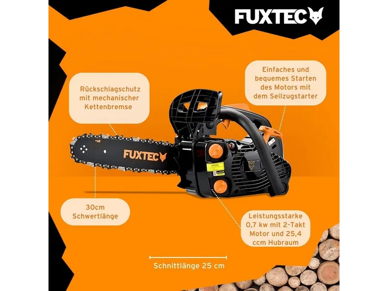 FX-KS226 Benzine Kettingzaag – 25,4cc 2-takt – 30 cm Zaagblad – Top Handle 1-handszaag – Licht & Compact – Black Edition de FUXTEC – image du produit 5 sur 5