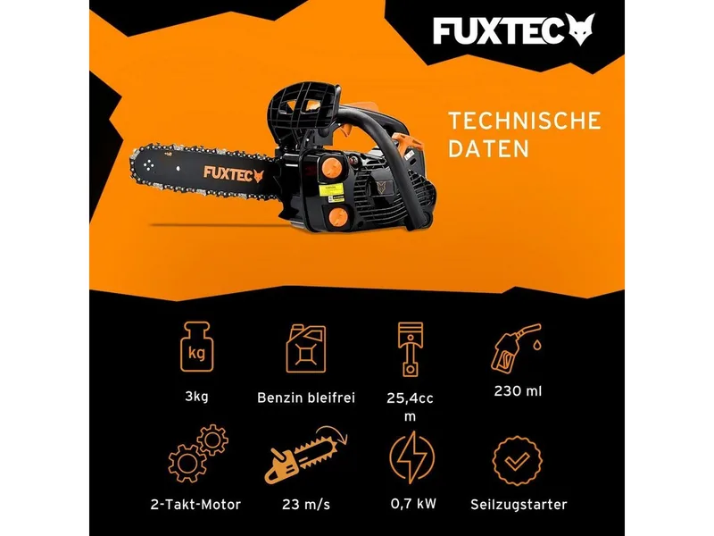 FX-KS226 Benzine Kettingzaag – 25,4cc 2-takt – 30 cm Zaagblad – Top Handle 1-handszaag – Licht & Compact – Black Edition de FUXTEC – image du produit 2 sur 5