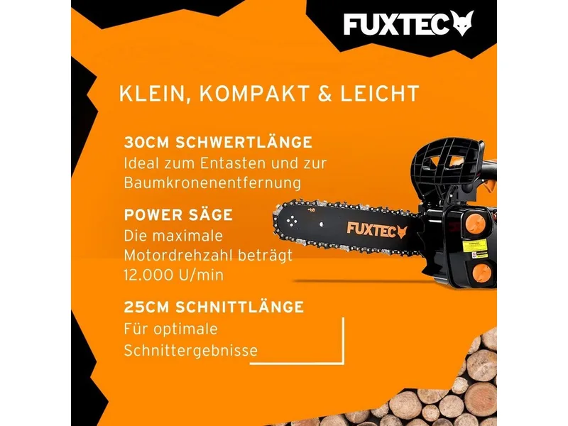 FX-KS226 Benzine Kettingzaag – 25,4cc 2-takt – 30 cm Zaagblad – Top Handle 1-handszaag – Licht & Compact – Black Edition de FUXTEC – image du produit 4 sur 5