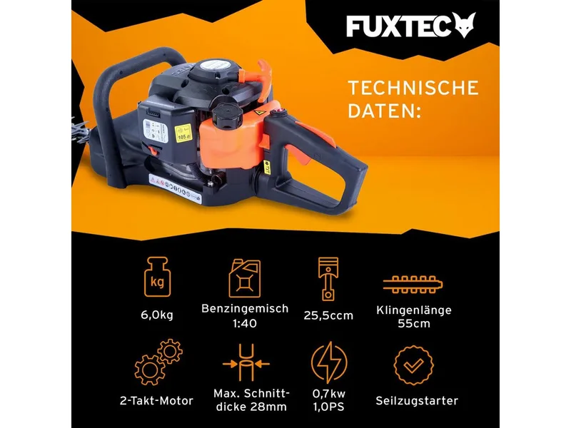 FX-MH126 Benzine Heggenschaar 55cm 2-Takt 25,5cc Draaibare Handgreep 28mm van FUXTEC – productafbeelding 2 van 5