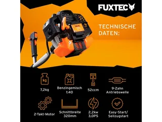 FX-MS152 Benzine Bosmaaier – 2-in-1 – 52cc – Trimmer & Brushcutter – incl. Mes & Draadkop van FUXTEC – productafbeelding 2 van 5