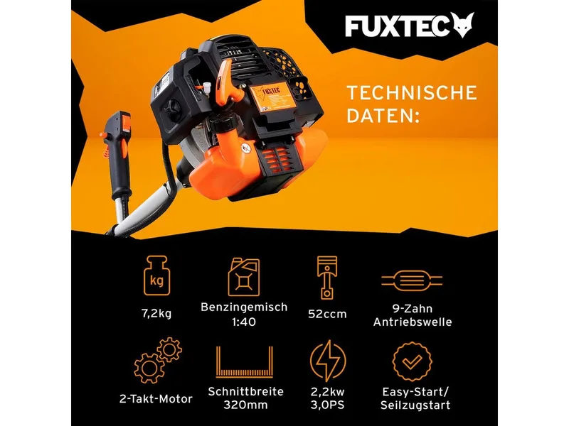FX-MS152 Benzine Bosmaaier – 2-in-1 – 52cc – Trimmer & Brushcutter – incl. Mes & Draadkop van FUXTEC – productafbeelding 2 van 5