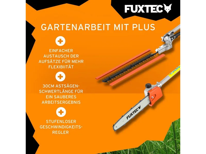 FX-MT152 Benzine Multitool 4-in-1 – Bosmaaier, Heggenschaar, Kettingzaag & Stokzaag – 52cc 2-takt – Inclusief draaggordel van FUXTEC – productafbeelding 3 van 5