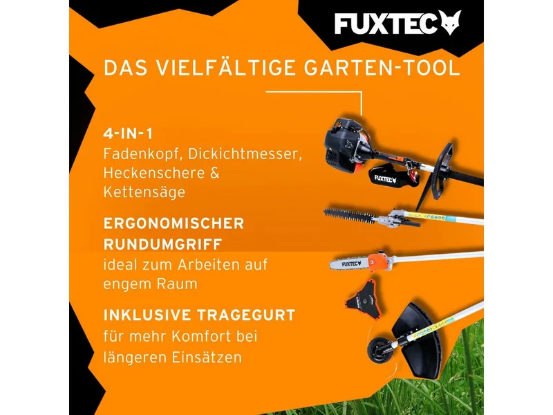 FX-MT152 Benzine Multitool 4-in-1 – Bosmaaier, Heggenschaar, Kettingzaag & Stokzaag – 52cc 2-takt – Inclusief draaggordel van FUXTEC – productafbeelding 4 van 5