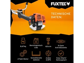 FX-PS162 Benzine Bosmaaier 62cc 2-in-1 met Mes en Draadspoel, , antivibratiesysteem, krachtige grastrimmer van FUXTEC – productafbeelding 2 van 5