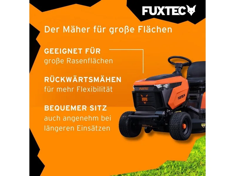 FX-RMT84M zitmaaier met een maaibreedte van 83 cm, 6-traps maaihoogteverstelling, grasvangvoorziening van 280 liter, hydrostatische transmissie. van FUXTEC – productafbeelding 4 van 5
