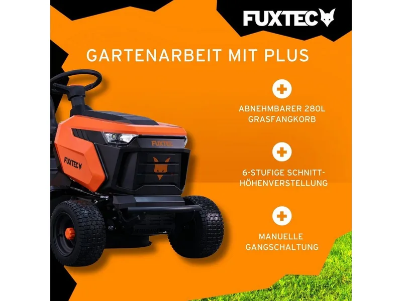FX-RMT84M zitmaaier met een maaibreedte van 83 cm, 6-traps maaihoogteverstelling, grasvangvoorziening van 280 liter, hydrostatische transmissie. van FUXTEC – productafbeelding 3 van 5