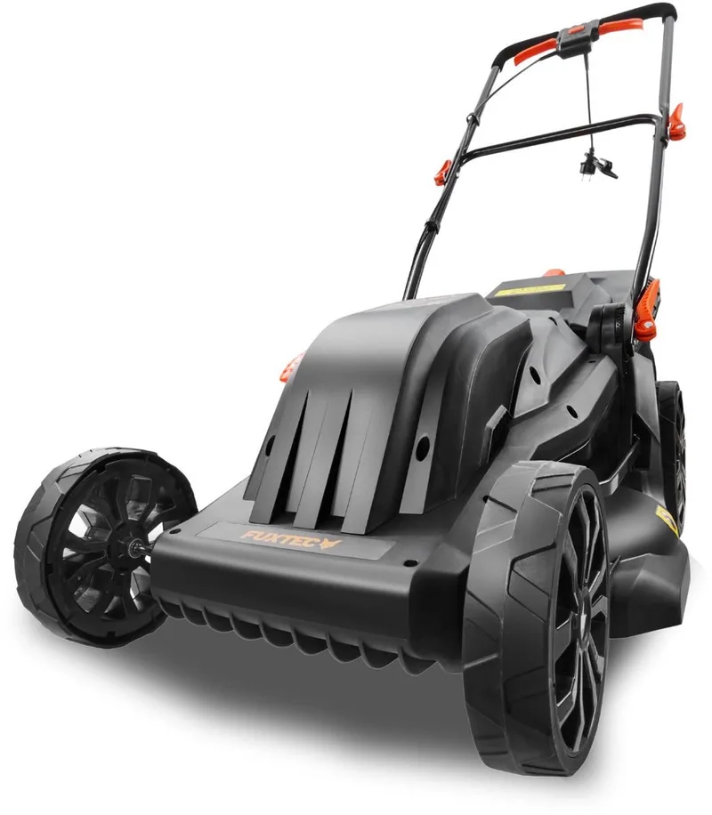 grasmaaier elektrisch FX-RME43, 43cm, 45L, hoogte 25-75mm, 1200W, 12kg, duw, bak inbegrepen, ideale tuin 220V van FUXTEC – productafbeelding
