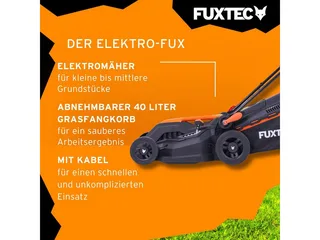 Grasmaaier Elektrisch met Kabel FX-RME38 - 38cm met 40L Grasopvangbak - slechts 12kg - Maaihoogte 20-70mm - 1600Watt & 220V van FUXTEC – productafbeelding 4 van 5