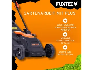 Grasmaaier Elektrisch met Kabel FX-RME38 - 38cm met 40L Grasopvangbak - slechts 12kg - Maaihoogte 20-70mm - 1600Watt & 220V van FUXTEC – productafbeelding 3 van 5