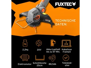 grastrimmer met accu 20V FX-E1RT20 Elektrische bosmaaier incl. 2Ah Li-Ion accu & lader - maaibreedte 25 cm by FUXTEC – product image 2 of 5