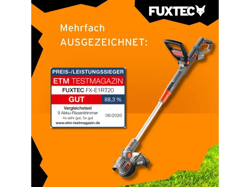 grastrimmer met accu 20V FX-E1RT20 Elektrische bosmaaier incl. 2Ah Li-Ion accu & lader - maaibreedte 25 cm by FUXTEC – product image 5 of 5